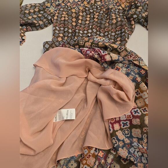 Peter Piloto Green Floral 100% Silk Maxi Button Dress Size 2 - Picture 3 of 8